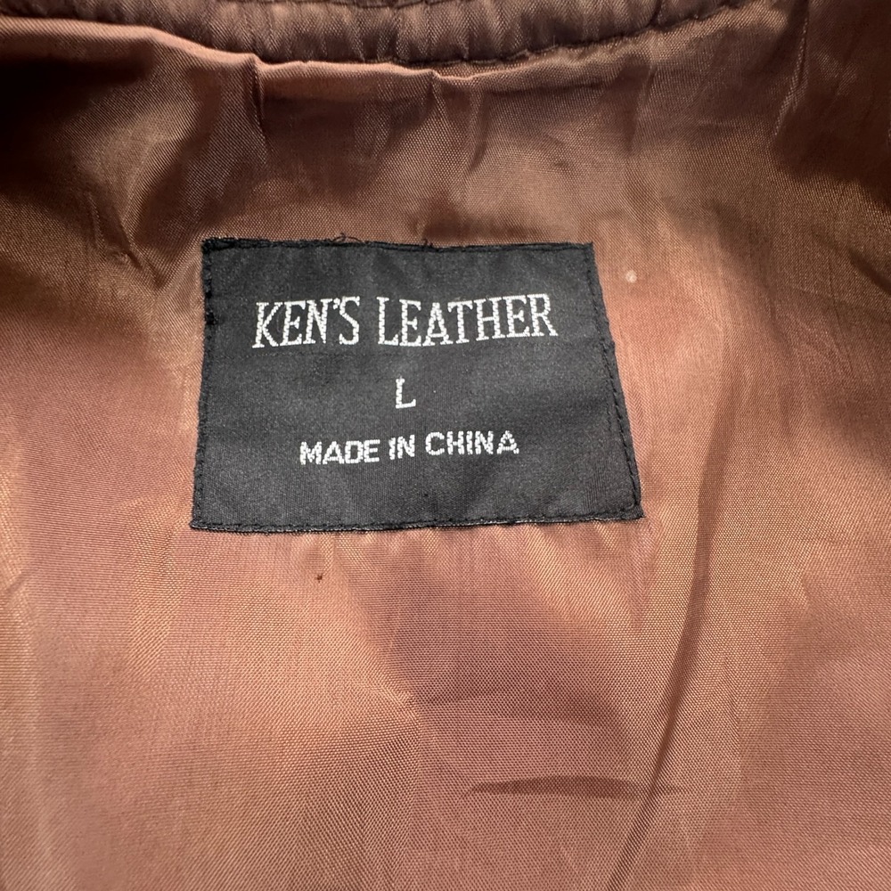 Kens Leather Patchwork Pigskin Vest Mens Large Brown Vintage Western Cowboy Bike - Picture 3 of 16